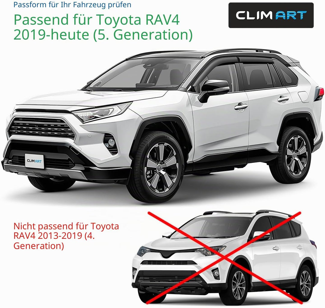 CLIM ART Windabweiser für/kompatible mit Toyota RAV4 2019-2026 (V) - Stick-on Regenabweiser - Autofe