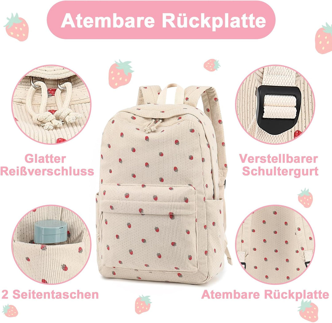 LEDAOU Rucksack für Teenager Mädchen Schulrucksack grosse Büchertaschen Grundschule High School Cord