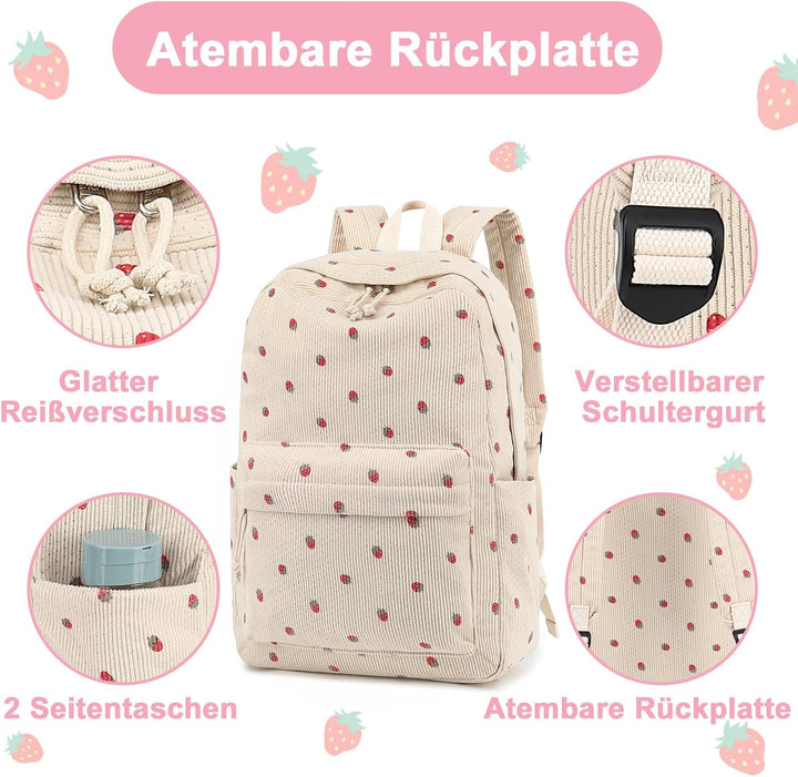 LEDAOU Rucksack für Teenager Mädchen Schulrucksack grosse Büchertaschen Grundschule High School Cord