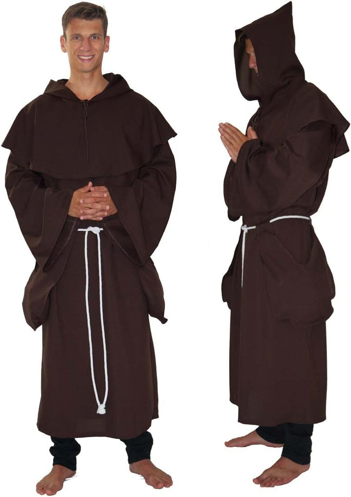 MAYLYNN 14109 - Kostüm Mönch Herren Mönchskutte Mittelalter 3-teilig braun, Grösse:M/L M-L Braun, M-