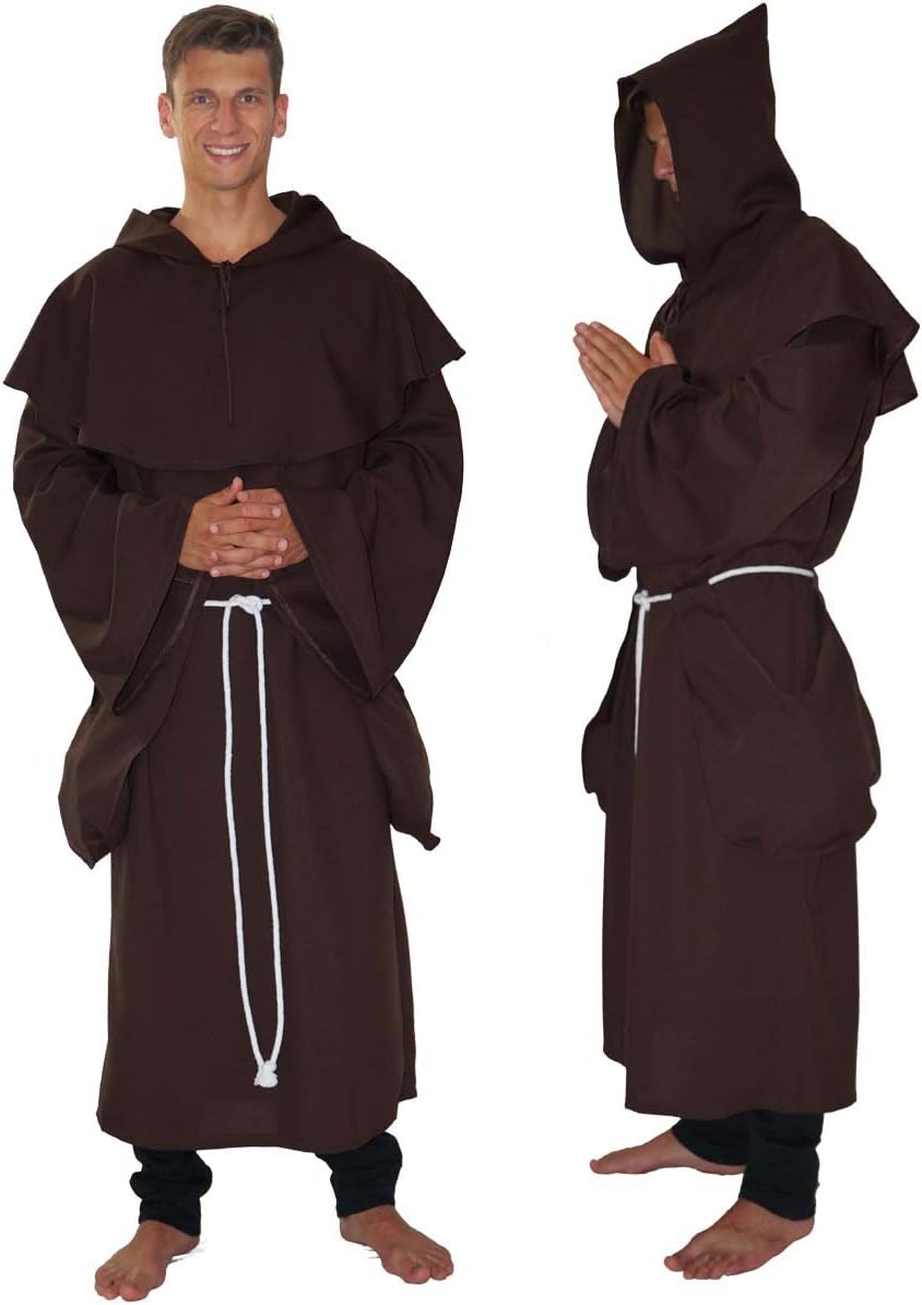 MAYLYNN 14109 - Kostüm Mönch Herren Mönchskutte Mittelalter 3-teilig braun, Grösse:S S Braun, S Brau