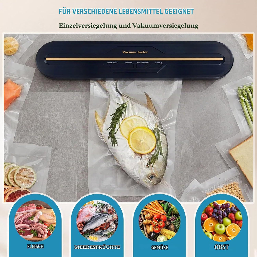 Vakuumiergerät, Automatischer Vakuumierer mit 10 Vakuumbeuteln Folienschweissgerät für die Konservie