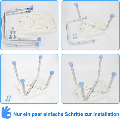 Joparri Duschhocker Duschstuhl für Senioren, Anti-Rutsch Badhocker Höhenverstellbar 35-55cm, Alumini