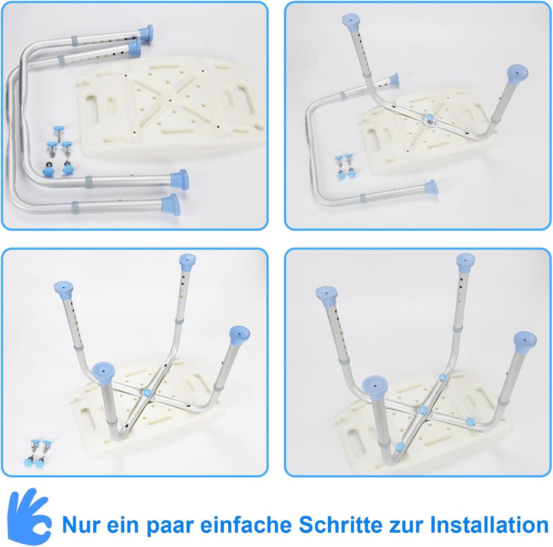 Joparri Duschhocker Duschstuhl für Senioren, Anti-Rutsch Badhocker Höhenverstellbar 35-55cm, Alumini