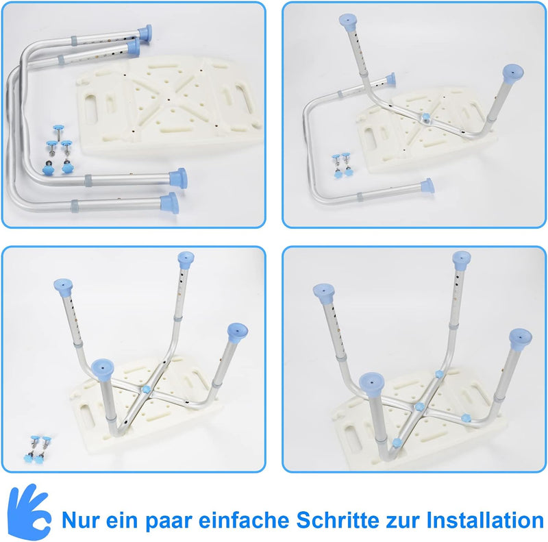 Ikodm Duschhocker Höhenverstellbar Badhocker Duschstuhl rutschfest und Stabil Duschsitz Badsitz bis