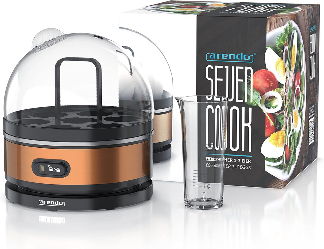 Arendo Sevencook Eierkocher 400 W – Edelstahl Design - 1-7 Eier - Egg Cooker – Kipp-Funktionsschalte