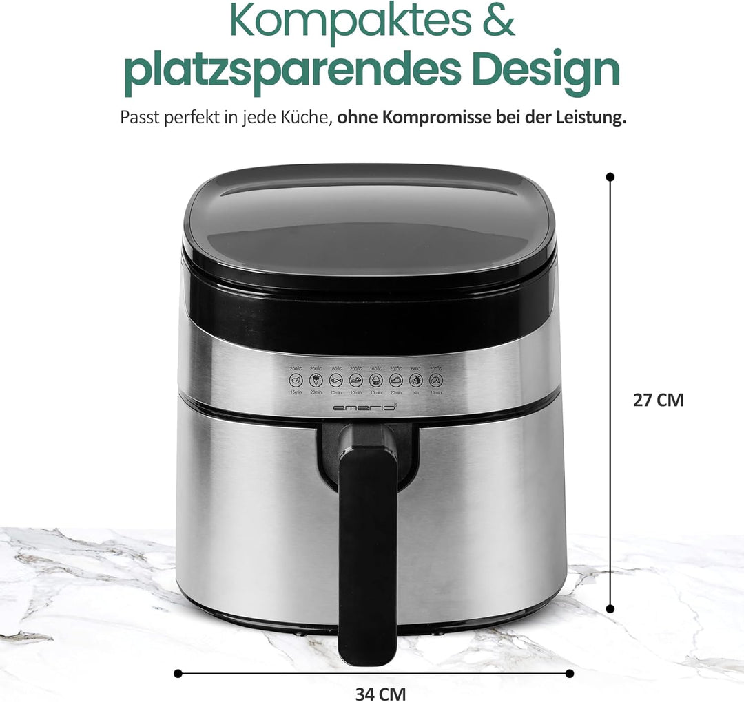 Emerio 4.5 Liter grosse digitale Heissluftfritteuse TOP AirFryer Frittieren ohne zusätzliches Öl 8 A