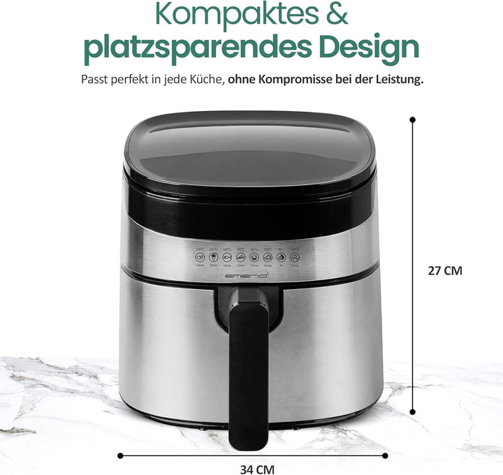Emerio 4.5 Liter grosse digitale Heissluftfritteuse TOP AirFryer Frittieren ohne zusätzliches Öl 8 A