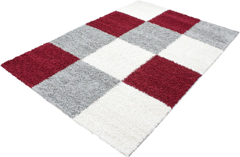 HomebyHome Shaggy Teppich Läufer Flur 80 x 150 cm - Shaggy Teppich Hochflor Rot Extra Weich und Flau