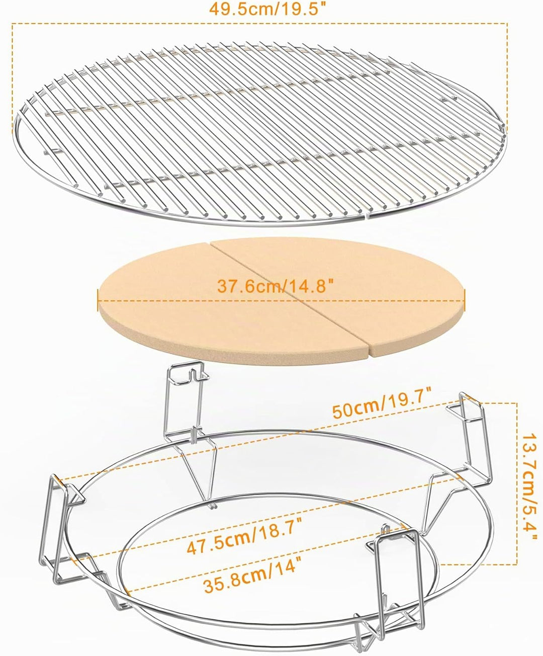 Onlyfire Grillrost Kochsystem für Weber 57 cm Kugel-Holzkohlegrill, Grill zubehör für Low & Slow Coo