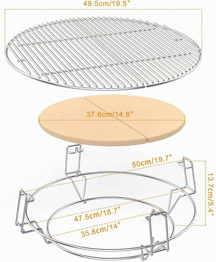 Onlyfire Grillrost Kochsystem für Weber 57 cm Kugel-Holzkohlegrill, Grill zubehör für Low & Slow Coo