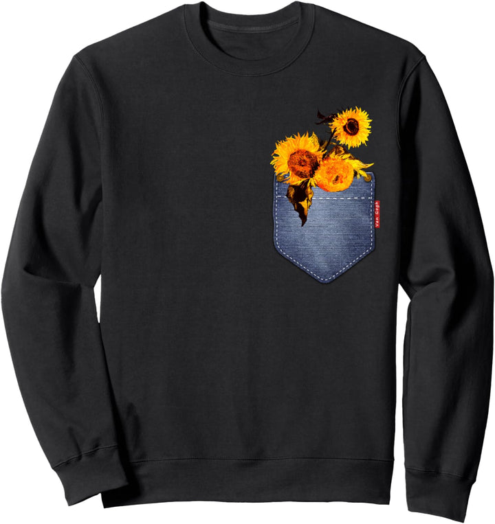 Van Gogh Sunflowers Cute Yellow Flowers Floral Pocket Sweatshirt