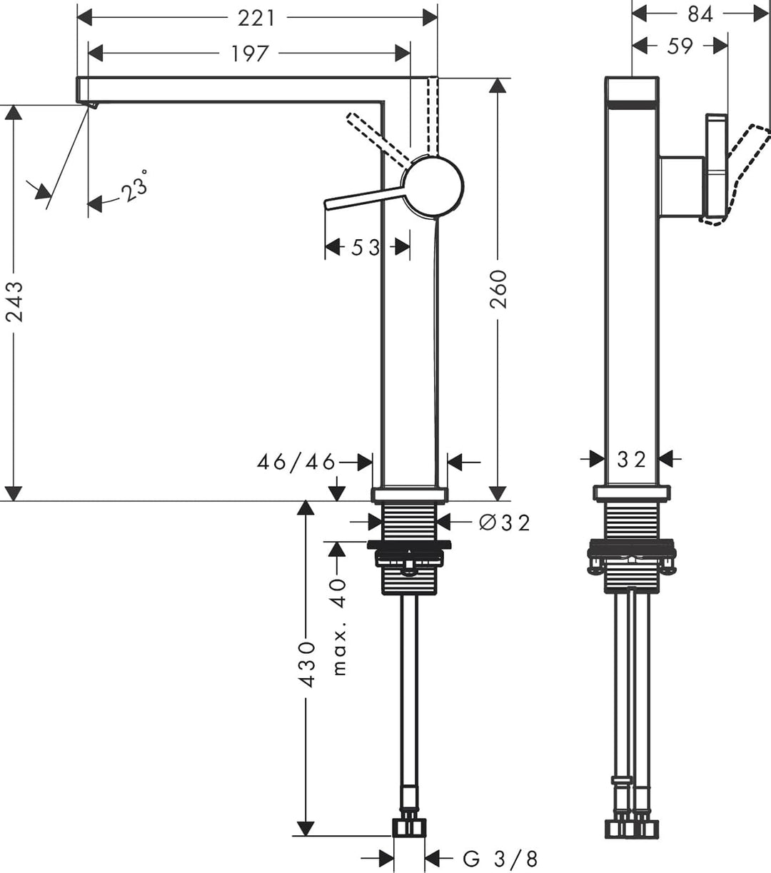 hansgrohe Tecturis E - Waschtischarmatur mit Push-Open Ablauf, energiesparend (CoolStart), Wasserhah