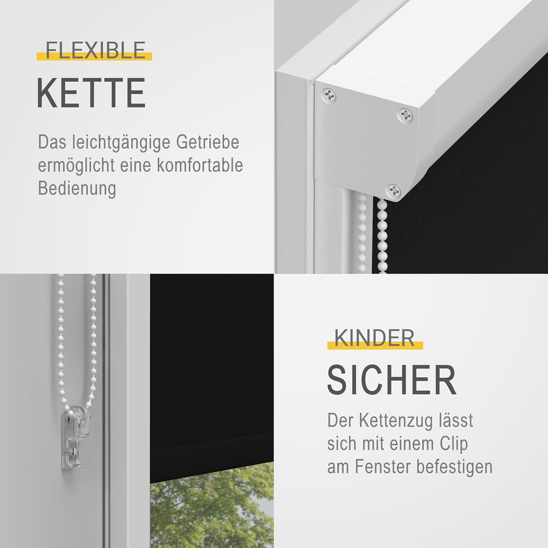 Sol Royal Kassettenrollo mit Führungsschiene SolReflect K24 60x175 cm Schwarz - Blackout Thermorollo