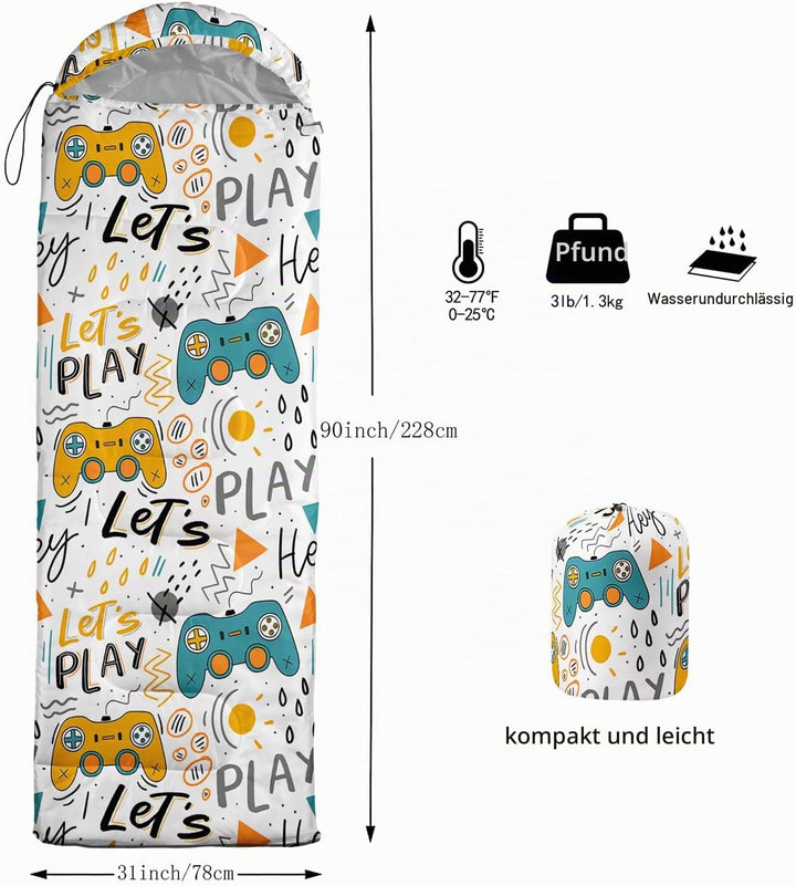 HOSIMA Schlafsack mit Fussball, für Kaltes Klima, für Erwachsene, Mädchen und Jungen, wasserdicht, f