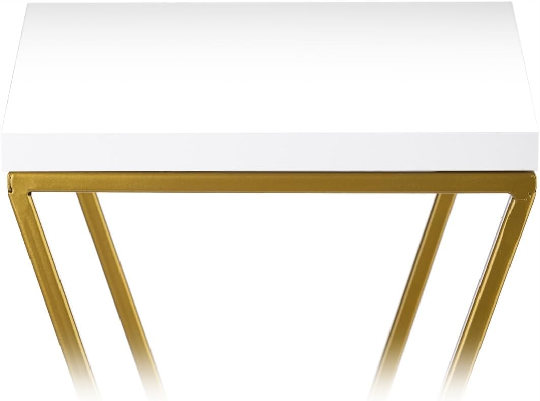 HowHomely Pflanzenständer Metall 40 cm Hoch - Stabiler und Fester Blumenhocker mit Weiss MDF-Platte