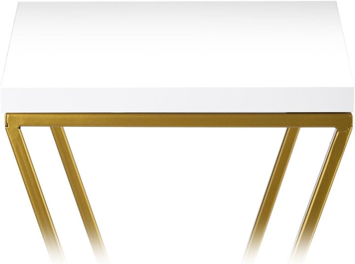HowHomely Pflanzenständer Metall 40 cm Hoch - Stabiler und Fester Blumenhocker mit Weiss MDF-Platte