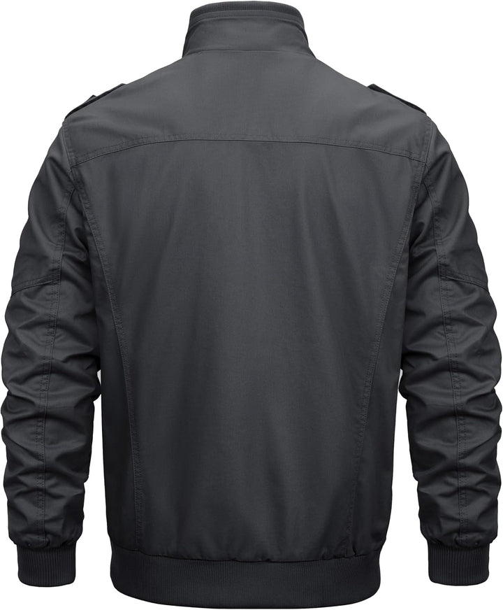 MAGCOMSEN Winterjacke Herren Warm Gefüttert Fleecejacke Cargo Casual Übergangsjacke Baumwolle Army J