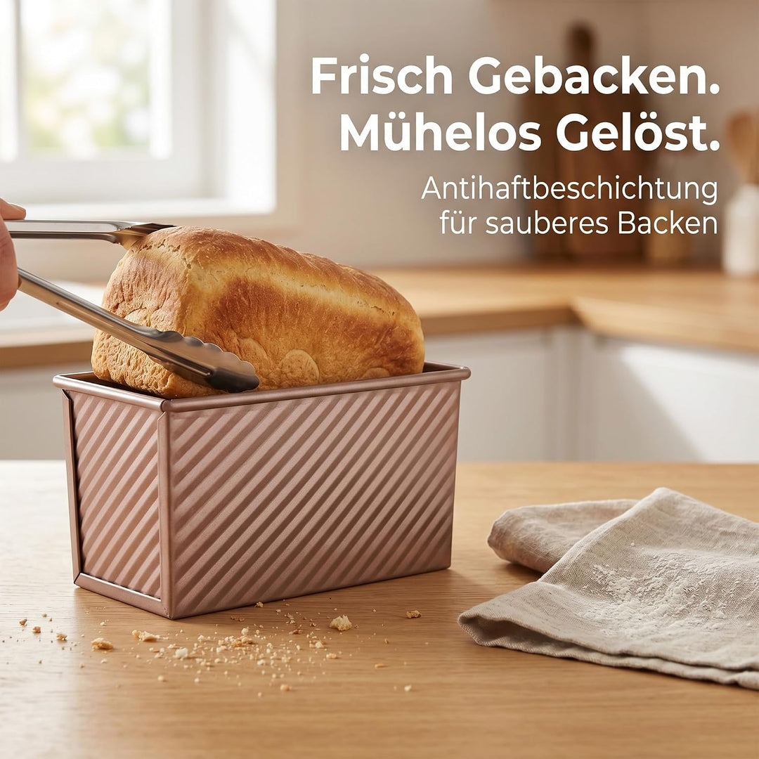 2 Stück Brotbackform Set mit Deckel, Rechteckige Antihaft Kastenform