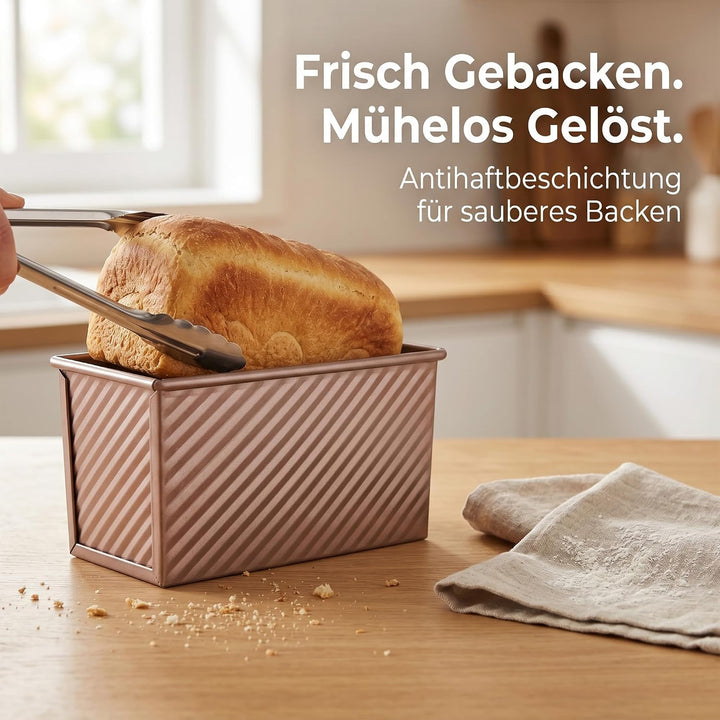 2 Stück Brotbackform Set mit Deckel, Rechteckige Antihaft Kastenform
