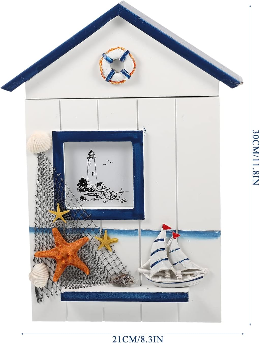Yardwe Schlüsselkasten Holz Schlüsselschrank Mediterraner Stil Schlüsselbox Wandmontage Schlüsselhal