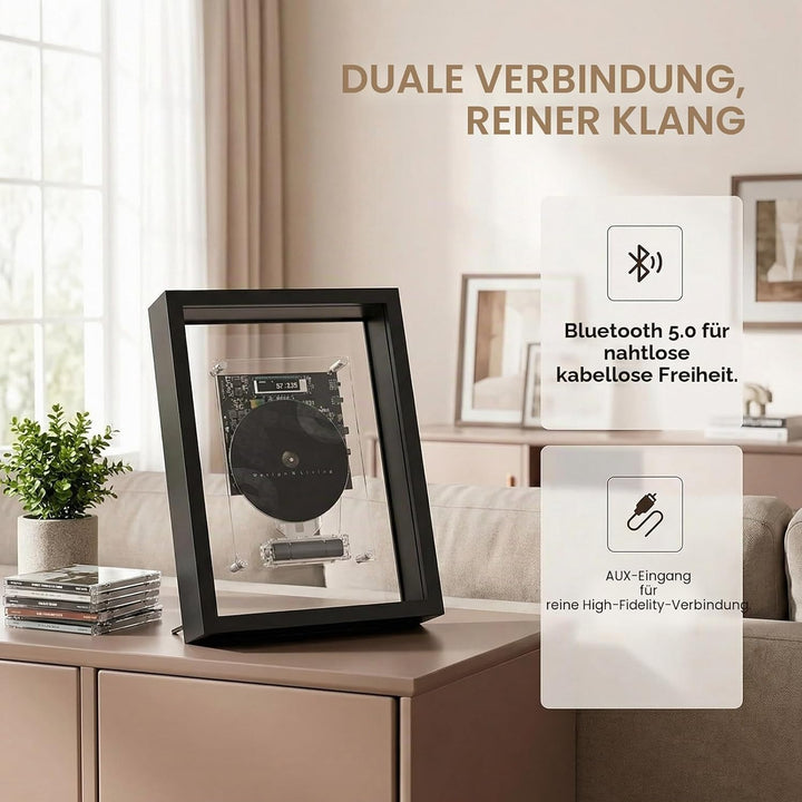 Musikrahmen-CD-Player, Wandmontage, Musik-Dekorativer Bilderrahmen, mit Fernbedienung/5.0 Bluetooth/