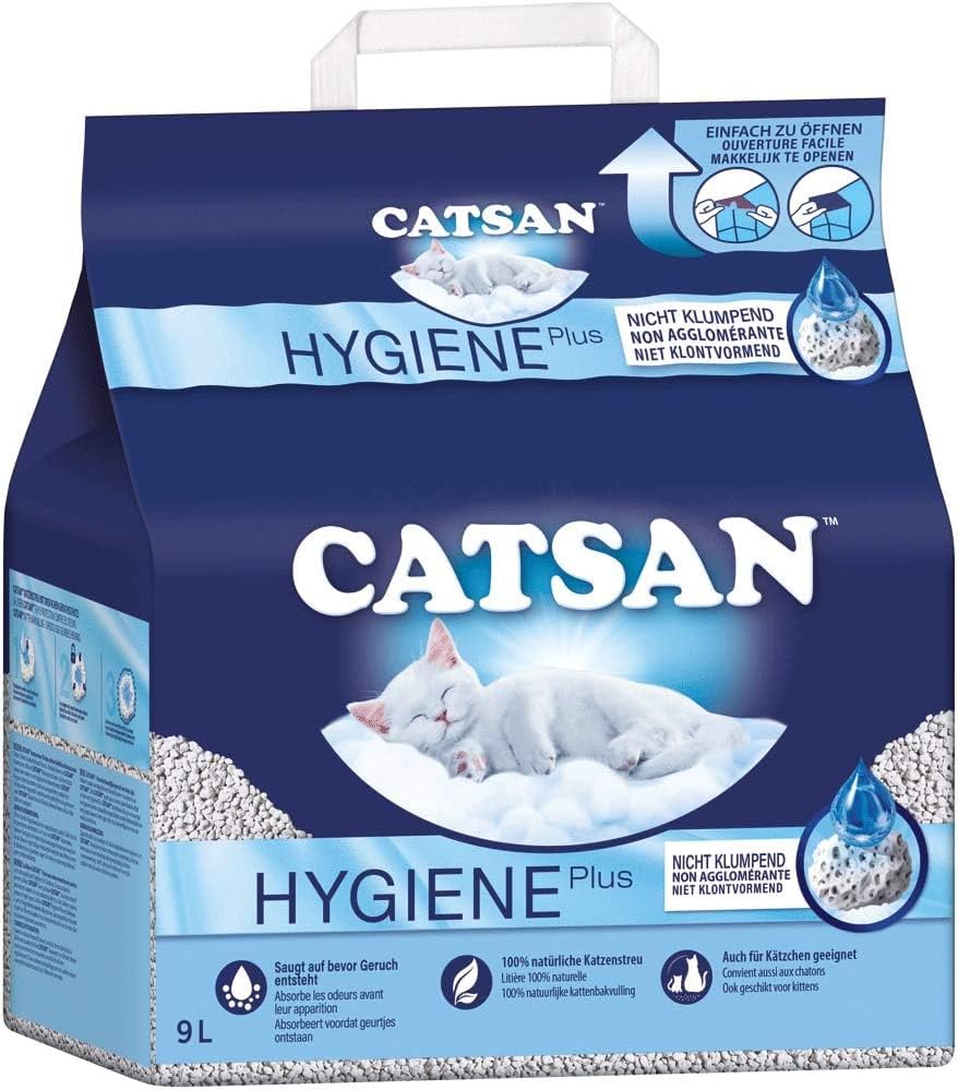Catsan Hygiene Plus – Weisse Hygienestreu mit Extra-Mineralschutz (18L (2x9L)), 18L (2x9L)