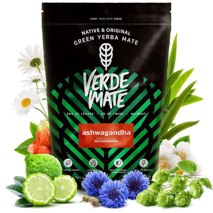 Mate Tee Verde Mate Set Ashwagandha Raspberry Früchte 1kg - Brasilien Yerba Mate - Luftgetrocknet, S