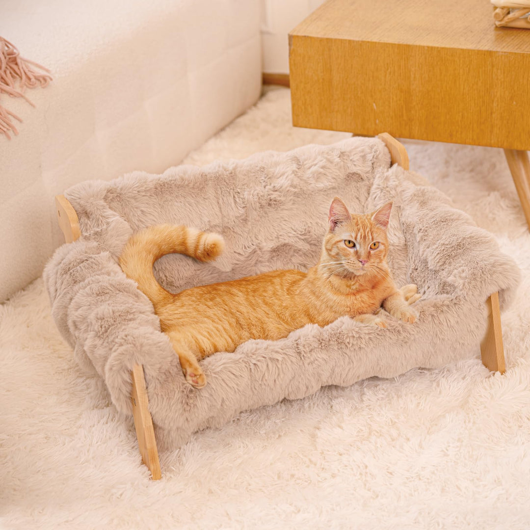 Cheerpals Katzenhängematte Katzenbett für Grosse Katzen - Freistehende Katzenliege aus Buchenholz ge