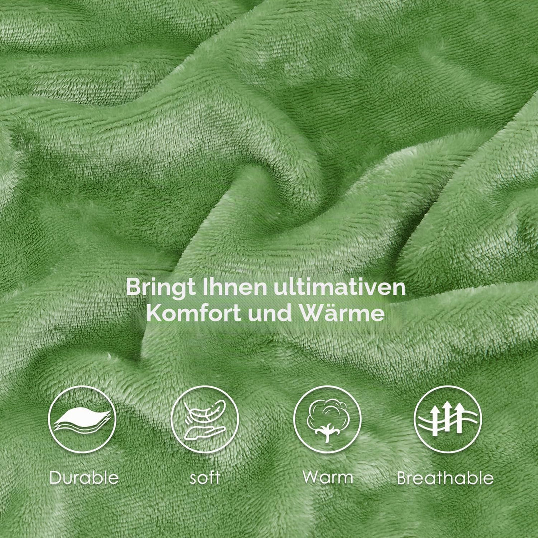SOCHOW Sherpa Decke Salbei Grün zweiseitige Wohndecken Kuscheldecken, Dicke warm Sofadecke/Couchdeck