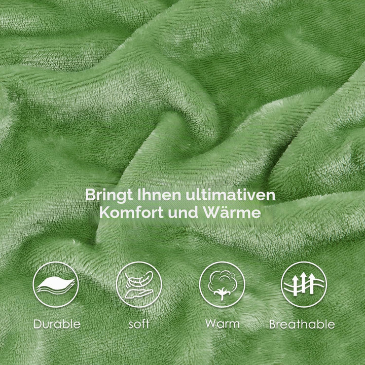SOCHOW Sherpa Decke Salbei Grün zweiseitige Wohndecken Kuscheldecken, Dicke warm Sofadecke/Couchdeck