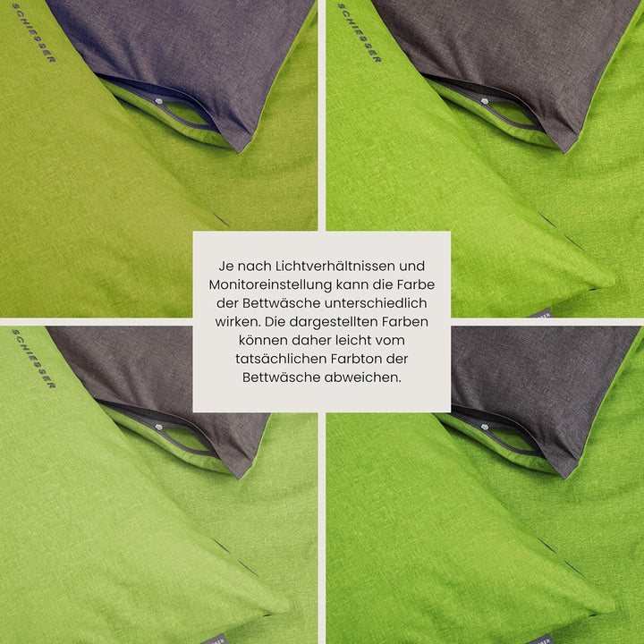 Schiesser Wende-Bettwäscheset Doubleface in angenehm glatter Renforcé Qualität, Made IN Green, Farbe