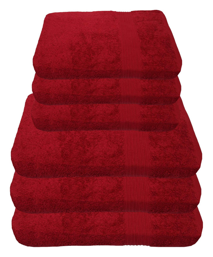 Julie Julsen 6 TLG Handtuchset 3 Badetücher 3 Handtücher Reine Baumwolle über 30 Farben Bordeaux 6 t