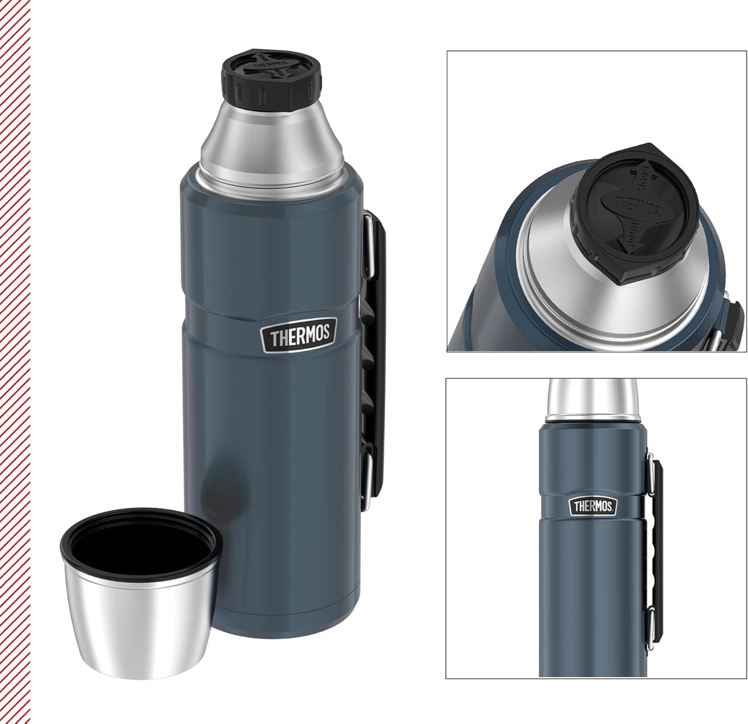 THERMOS STAINLESS KING Thermosflasche ice grey 1,20l - Edelstahl, absolut dicht, mit Trinkbecher und