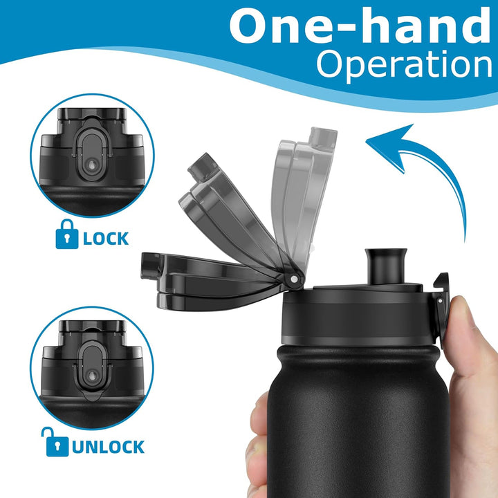 OLDLEY 600ml/20oz Edelstahl-Wasserflasche, Doppelwandige Vakuumflasche, Hält Getränke Heiss und Kalt