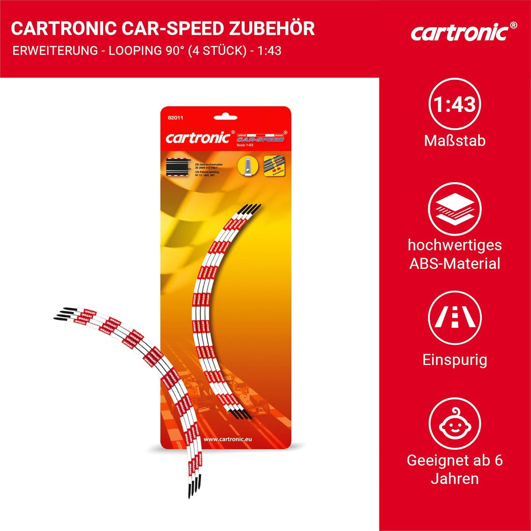 Car-Speed Looping 90°, 1-spurig (4 Looping Schienen), Massstab 1:43 - Zubehör für Cartronic Car-Spee