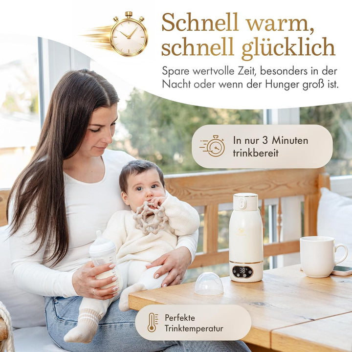 Tragbarer Flaschenwärmer für Babyflaschen – Baby Bottle Warmer mit Akku für unterwegs – präzise Temp