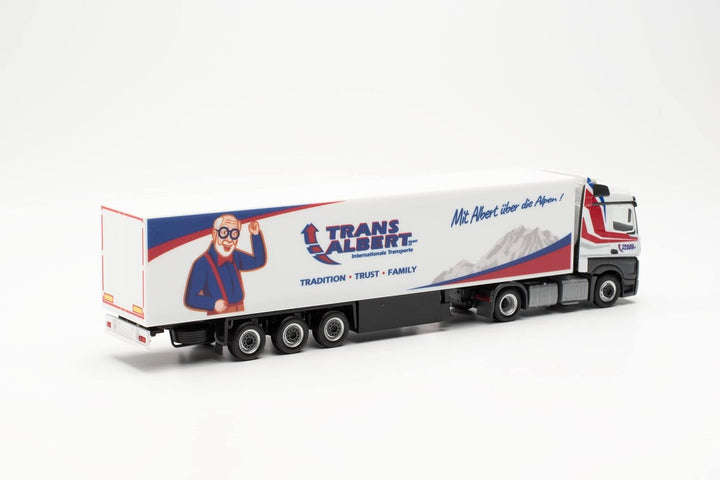 Herpa LKW Modell Mercedes-Benz Actros Streamspace „Transalbert“, originalgetreu im Massstab 1:87, Mo