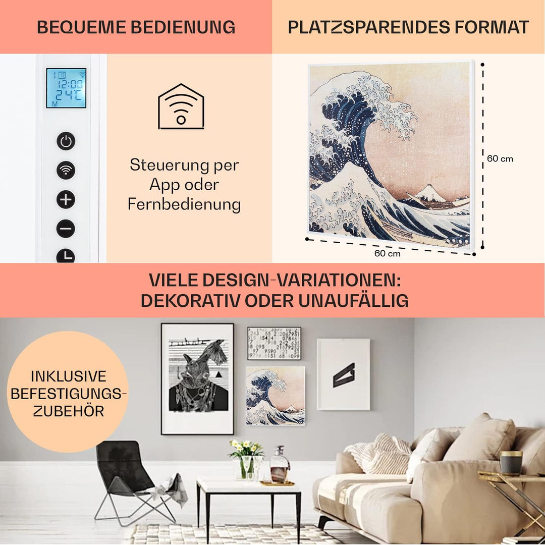 Klarstein Air Art Smart Infrarotheizung, Infrarot Heizung mit IoT/WiFi App-Steuerung, Erkennung Offe
