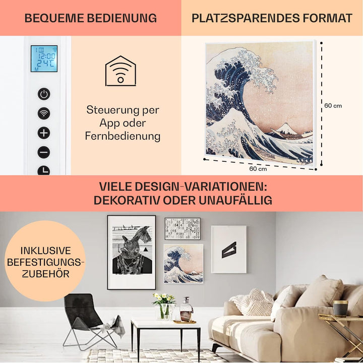 Klarstein Air Art Smart Infrarotheizung, Infrarot Heizung mit IoT/WiFi App-Steuerung, Erkennung Offe