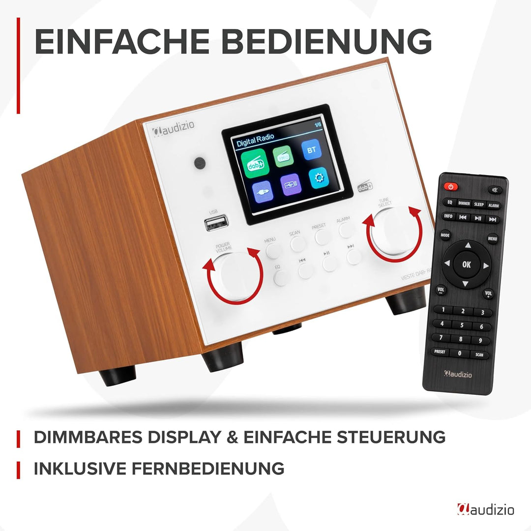 Audizio Vieste - DAB Radio mit Bluetooth, Digitalradio, 60 Watt Lautsprecher, DAB Plus Radio mit USB