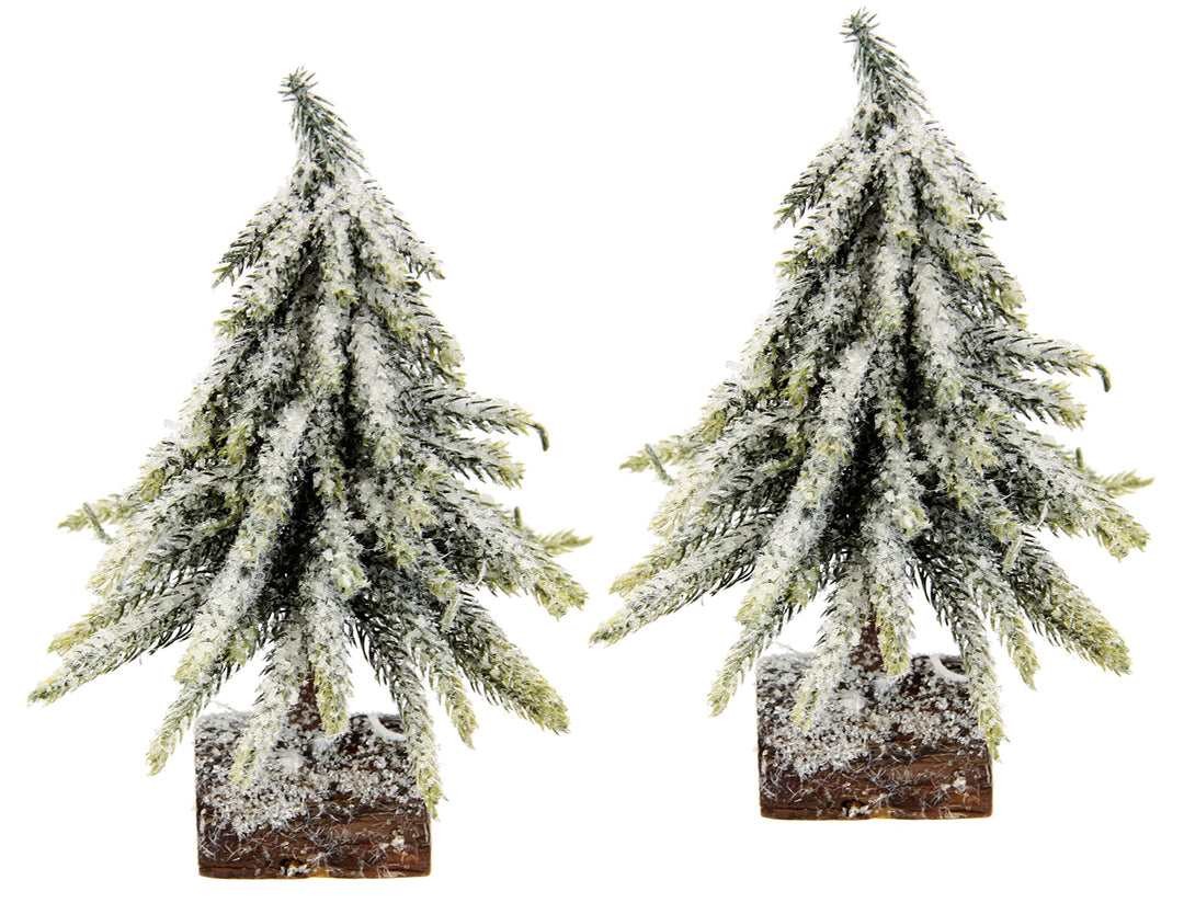 Künstlicher Mini Tannenbaum geeist und beschneit auf Holzfuss Kunstschnee Kleiner Christbaum Tischde