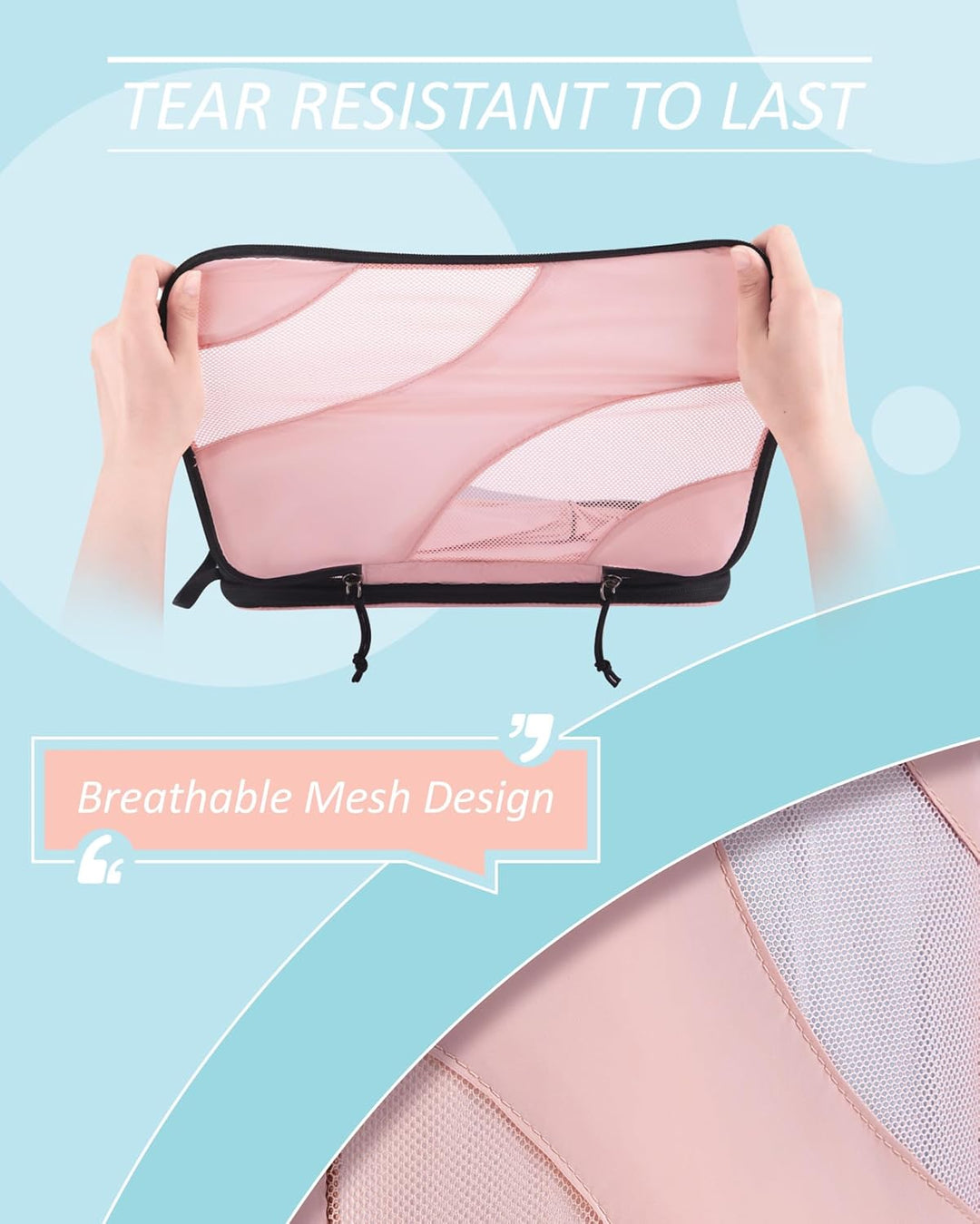BAGSMART Packing Cubes Compression 6 Stück, Packwürfel Kompression Koffer Organizer Set, Travel Esse