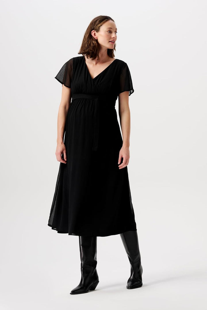 Noppies Damen Amelie Maxi Dress Ss Kleid, Black - P090