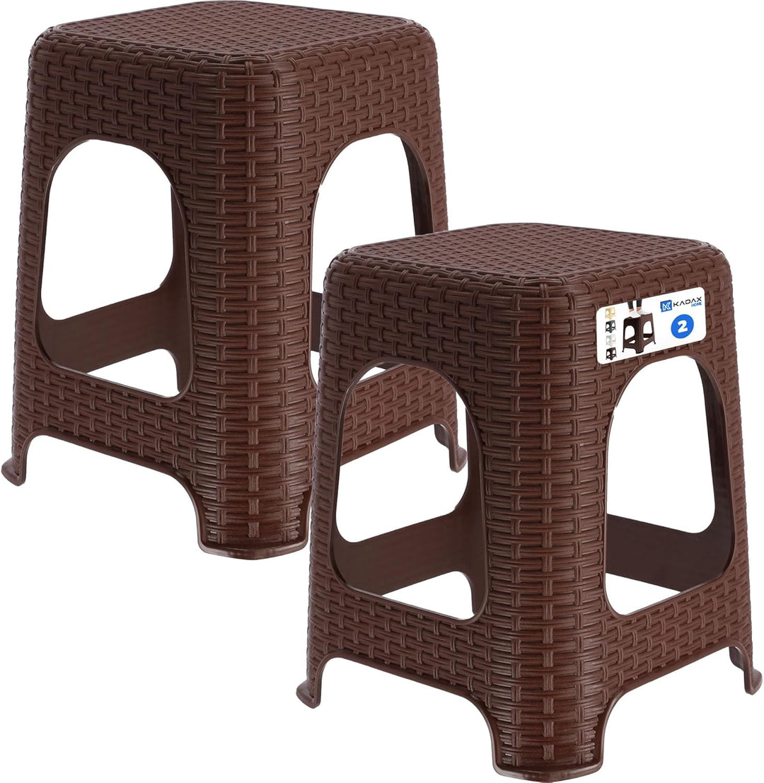 KADAX Hocker aus Kunststoff, Tritthocker bis 120 kg, Rattanhocker mit Antirutschfüssen, Badhocker, W