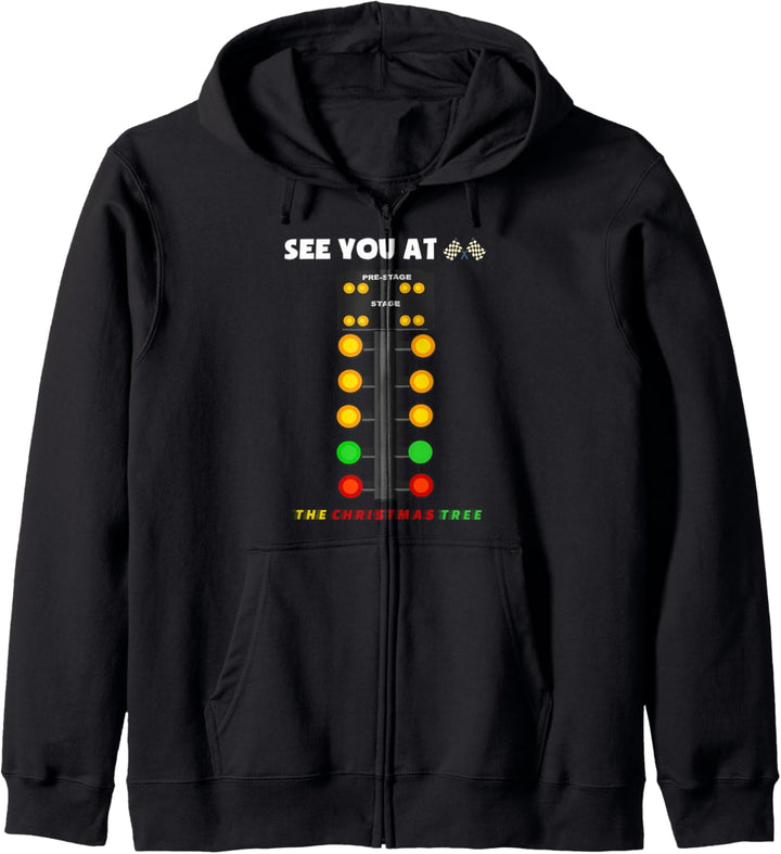 Drag Racing Weihnachtsbaum Racer Dragstrip Lustiges Kapuzenjacke