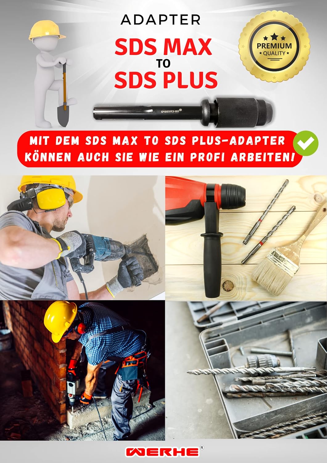Werhe® Sds max auf Sds plus adapter. Adapter Sds Max hohe Qualität mit SDS Plus Aufnahme, bohrfutter