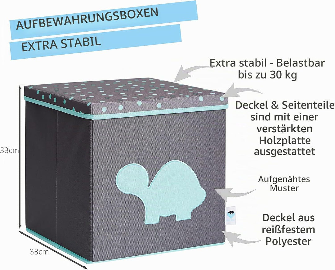 LOVE IT STORE IT Aufbewahrungsbox mit Deckel - Kallax Boxen aus Stoff - Verstärkt mit Holz -Quadrati