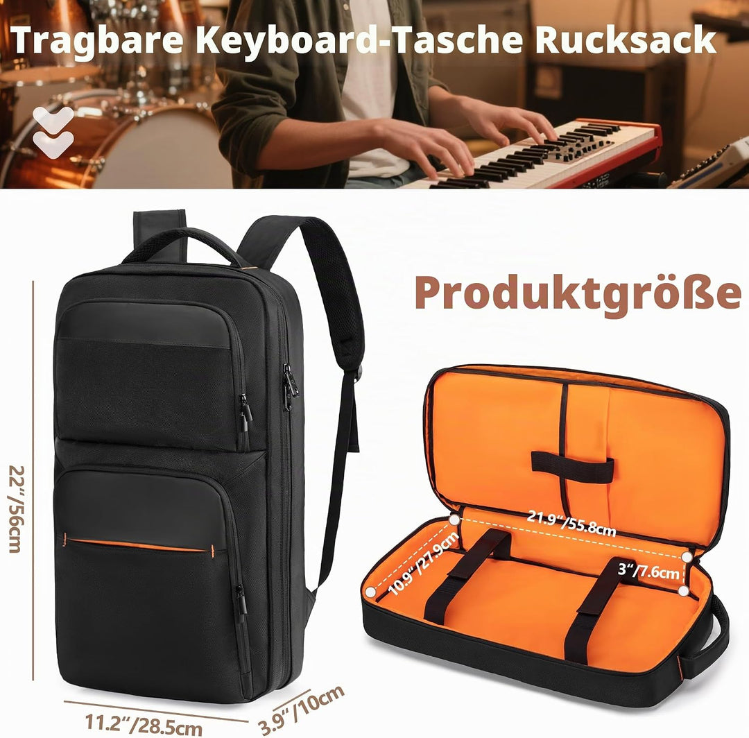 Tragbarer Rucksack für 37 Tasten Klaviertastaturen, Tragetasche für MIDI-Keyboard-Controller, Schutz