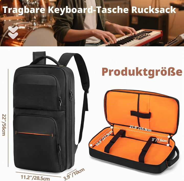 Tragbarer Rucksack für 37 Tasten Klaviertastaturen, Tragetasche für MIDI-Keyboard-Controller, Schutz